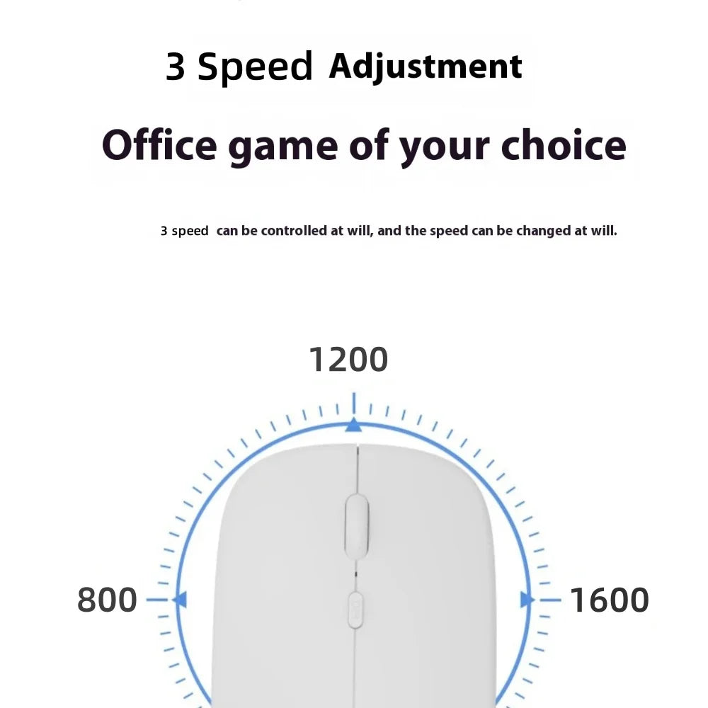 Battery-Powered Wireless Mouse Slim Bluetooth-compatible Computer Mice Portable Cordless Mouse for iPad Laptop Desktop Tablet