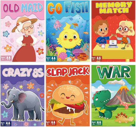 [Kids Card Games for Kids 4-8] 6 Decks Fun Game for Family Game Night Party Table Games, Easter Basket Stocking Stuffers Gifts