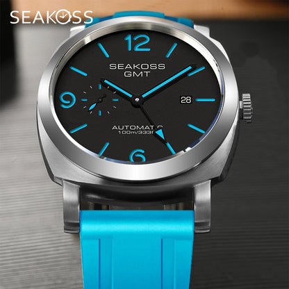 SEAKOSS GMT Super Luminous Diving Automatic Mechanical Watch Men 10ATM 1963 Seagull st2557 Movement Calendar Sapphire Wristwatch