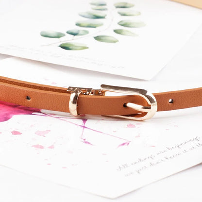 PU Leather Women Thin Belt Simple Solid Color Versatile Pin Buckle Thin Belt Dress Decoration Women Designer Belts NXD00