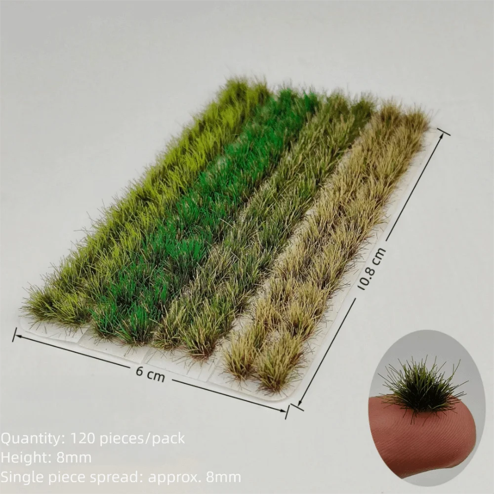 120PCS Multicolor Grass Tufts 8mm Height Self-Adhesive Miniature Flower Grass Model DIY Accessories Sand Table Layout