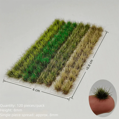 120PCS Multicolor Grass Tufts 8mm Height Self-Adhesive Miniature Flower Grass Model DIY Accessories Sand Table Layout