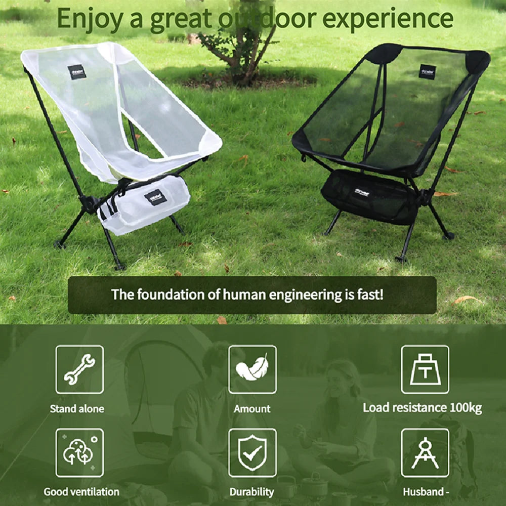 DOTWISE Portable Outdoor Camping Chair Breathable Moon Chair Fishing Chair  Aluminum Alloy MeshAnti-Sinking Lightweight Chair