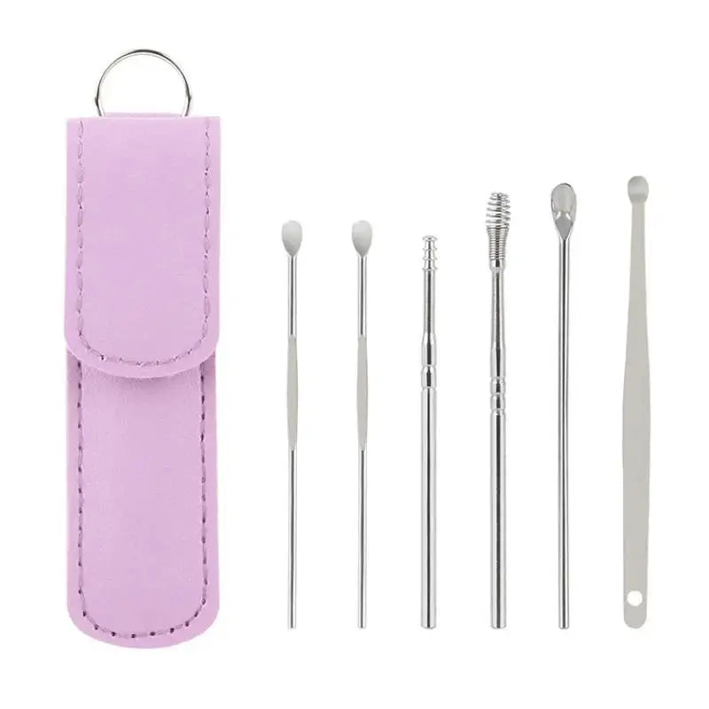 6Pcs Portable Stainless Steel Ear Spoon Cleaner Set Reusable Tools for Effective Earwax Removal