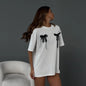 CGC Simple Style Casual Versatile Bow Short-Sleeved T-shirt For Women O-Neck Korean Fashion Female Clothing Y2K Tees Loose Tops