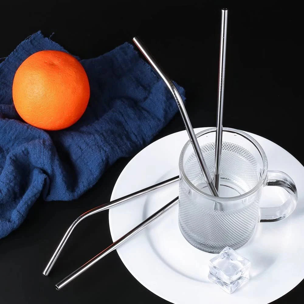 11Pcs Reusable Black Straw Set 304 Stainless Steel Straw Straight Bent Drinking Straw With Cleaning Brush Home Bar Accessory
