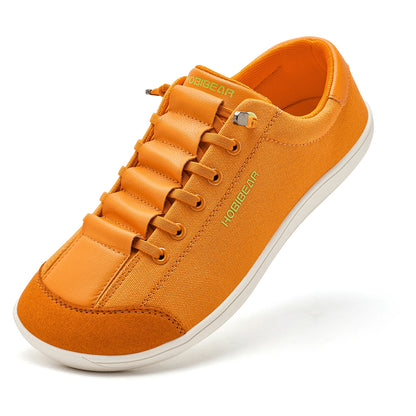 HOBIBEAR Wide Toe Barefoot Shoes for Unisex Minimalist Canvas Sneakers Lightweight Adjustable Slip On Walking Shoes