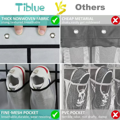14/24/40 Grids Over The Door Shoe Rack  Mesh Pockets Hanging Shoe Organizer For Closet Hanging Shoe Rack Holder