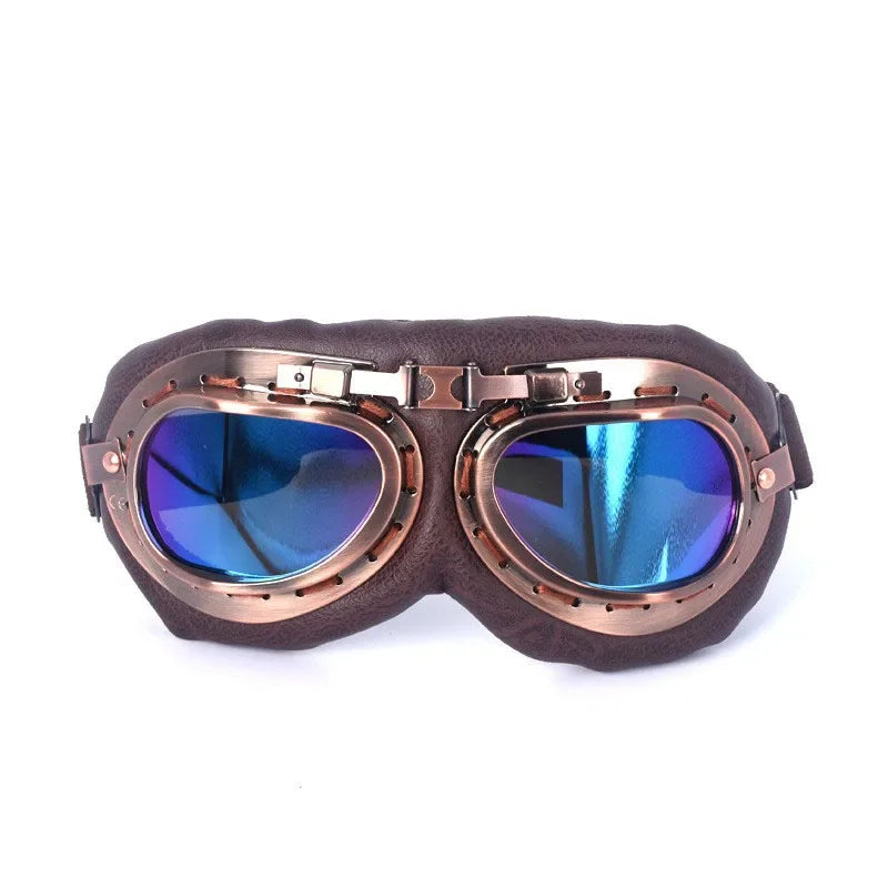 Retro Motorcycle Goggles Glasses Vintage Moto Classic Goggles for Harley Pilot Steampunk ATV Bike Copper Helmet