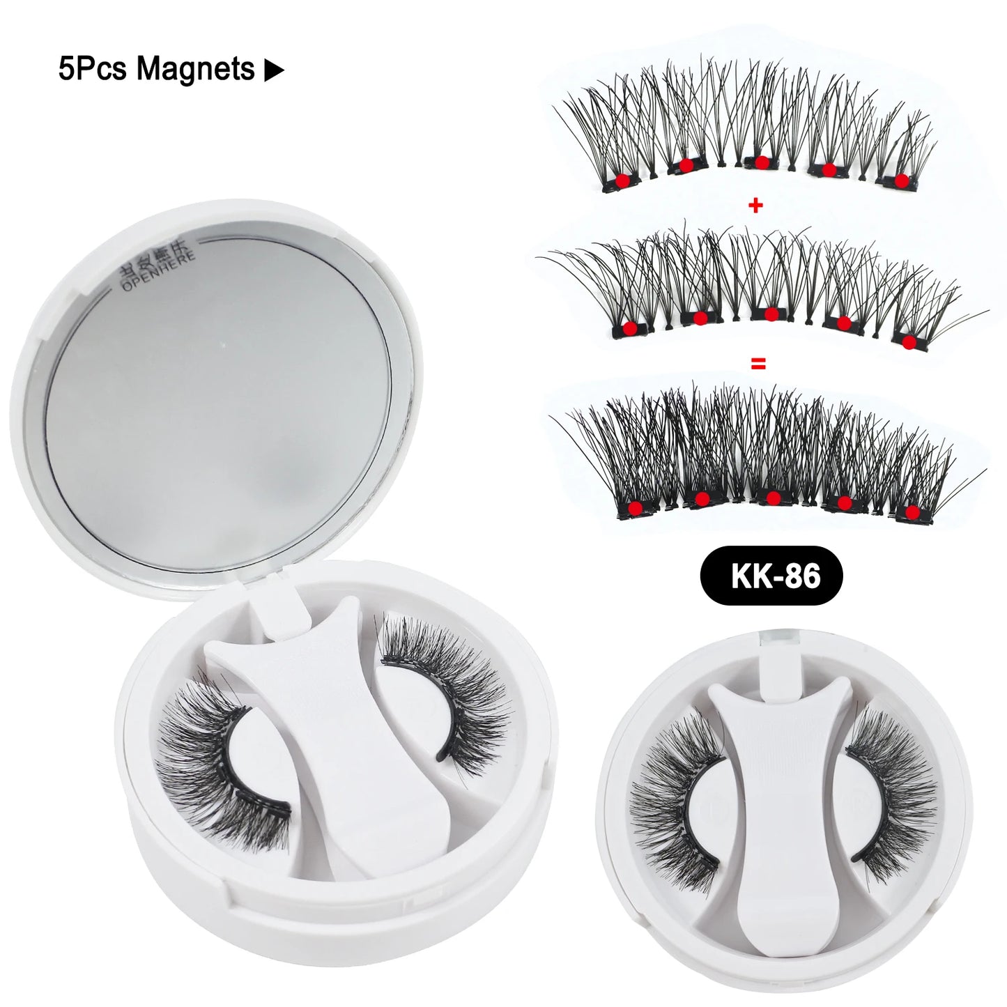 5 Magnets Glue Free Magnetic Lashes 3D Fluffy Faux Mink False Eyelashes With Mirror Case & Applicator