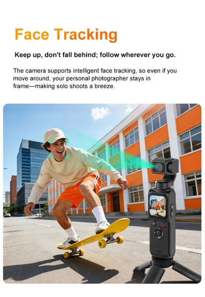 4K Vlog Action Camera 330° Face Tracking 18x Zoom 2400mAh Battery Gimbal Stabilizer 1.72 Inch Touch Screen WiFi Sports Cam