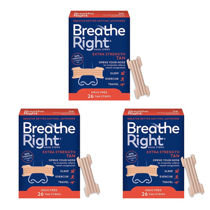 Breathe Right Nasal Strips Extra Strength Tan Nasal Strips Help Stop Snoring Drug-Free Snoring Solution&Instant Nasal Congestion
