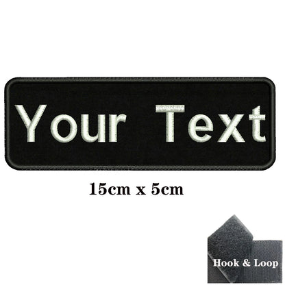 1PC Custom Name Patch Stripes Badge Iron On Or Hook Loop Black 8X2.5cm 8x5cm 10x2.5cm 10x4cm 12x2.5cm 15x5cm 20x7cm 25x8cm