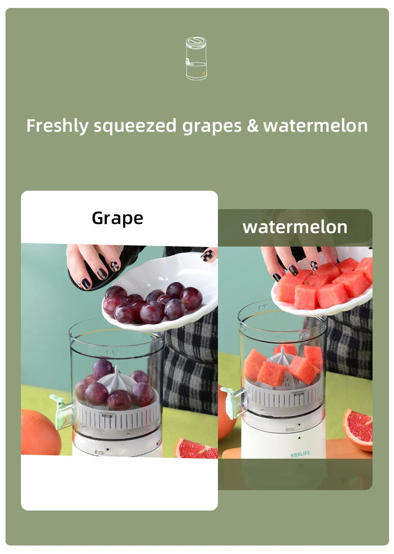 USB Rechargeable Electric Juicer 1PC Wireless Citrus Lemon Orange Juicer Automatic Fresh Fruit Blender for Kitchen