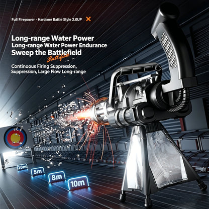 Gatling Rotating Electric Water Gun with Light-Up High Speed Continuous Shooting Powerful Water Blaster Summer Outdoor Toy
