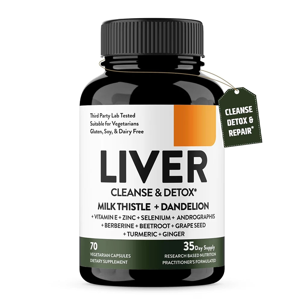 Liver Cleanse Detox & Repair Support Capsules with Milk Thistle & Dandelion Root | Herbal Supplement Pills for Liver Health