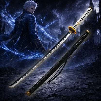 40inch 101cm Katana Sword Devil May Cry Vergil Yamato Wood Bamboo Blade Anime Cosplay Costume Prop Belt Holster Stand Holder Samurai Ninja Katana Wooden Sword Sabre Schwert Manga Game Cosplay Katana Toy Gift Collection Displa