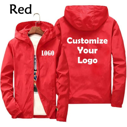 Customized Travel Team Zipper Jacket, Men's and Women's Hooded Unisex UV Resistant Waterproof Jacket, Outerwear, Spring, Summer,