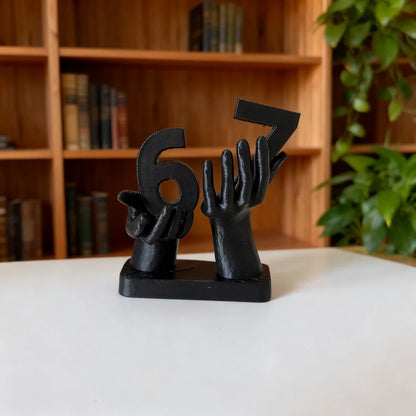 3D Printed Figurine Holding Digital Italian Brain Rot Math 67, Funny and Funny Meme Figurine Holding Digital 67 Sculpture