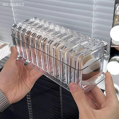 Transparent Makeup Puff Storage Holder Egg Shape Air Cushion Puff Organizer Desktop Makeup Display Box for Beauty Tools