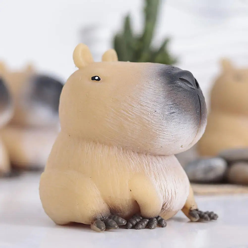 Mini Capybara Pinch Statue Stretchable Squeeze Fidget Capybara Figurines Soft Cartoon Animal Figure Home Decor Creative Gift