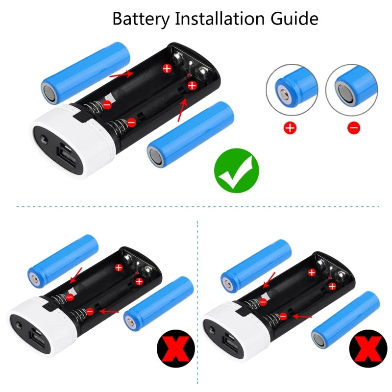 HAWEEL Phone Power Bank Box DIY 2x 18650 Battery 5600mAh Power Bank Shell Box with USB Output & Indicator, , Battery Not Include