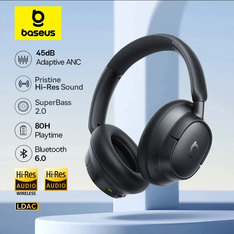 Słuchawki bezprzewodowe Baseus EH10 NC ANC 45 dB, adaptacyjna hybrydowa redukcja szumów, słuchawki Hi-Res LDAC, Bluetooth 6.0, 80 godz.