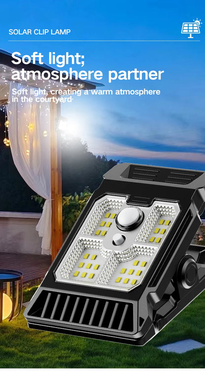 Solar powered courtyard lamp, household garden lighting, human body sensing multifunctional outdoor clip on lawn lamp