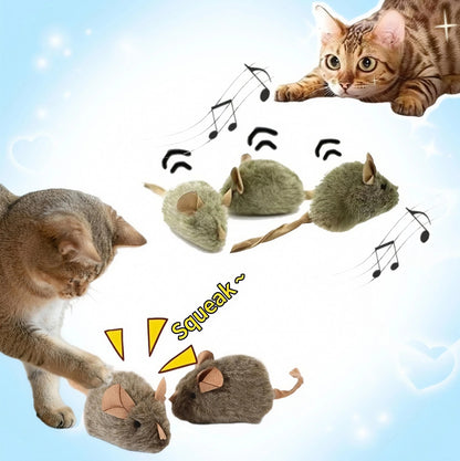 Funny Plush Cat Toy Simulation Mouse Automatic Chirping Interactive Mice Cat Toy Bite Resistance Pet Cat Toys Kitten Supplies