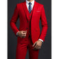 Suit (Blazer+ Vest + Trousers) Men's Fashionable Gentleman Business British Style Solid-color Banquet Host Casual Wedding Suit