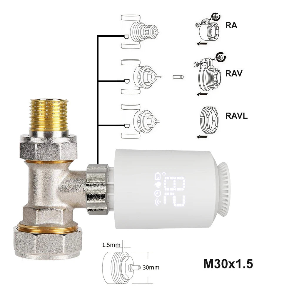 Tuya Zigbee Thermostatic Valve Radiator Zigbee Thermostat Smart Thermostatic Radiator Valve Head Temperature Controller Alexa