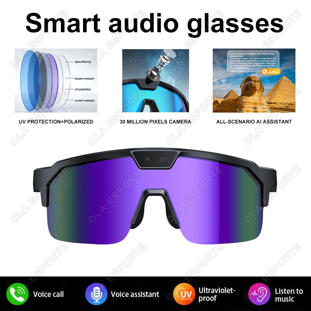 2026 New AI Smart Sports shooting&recording Glasses 800W Camera HD Anti-shake Bicycle Riding Shooting Artifact Windproof Goggle