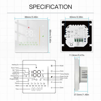 Moes Tuya Zigbee Thermostat Room Temperature Controller of Water/Electric Floor Heating Gas Boiler Humidity Support Alex 5A/16A
