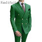 Fanlifujia Double Breasted Men Suit Pink Two Pieces Slim Fit 2024 Italian Wedding Costume Party Prom Gold Button Male Suit