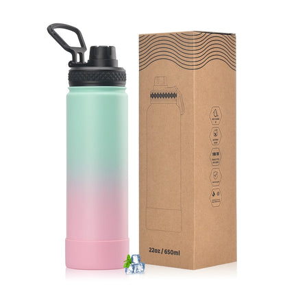 WATERSY 650ml Double Wall Thermal Bottle Stainless Steel Insulated Bottle with Handle Sports Water Bottle Vacuum Flask Keep Cold