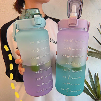 Sports Water Bottle 2 Liters Bottle Drinking Plastic Large Portable Travel Fitness Cup High Value Big Fat Cup Adult Universal