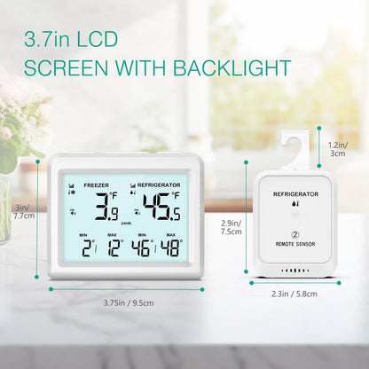ORIA Digital Refrigerator Thermometer Wireless Freezer Thermometer Fridge Temperature Monitor with 2 Sensor