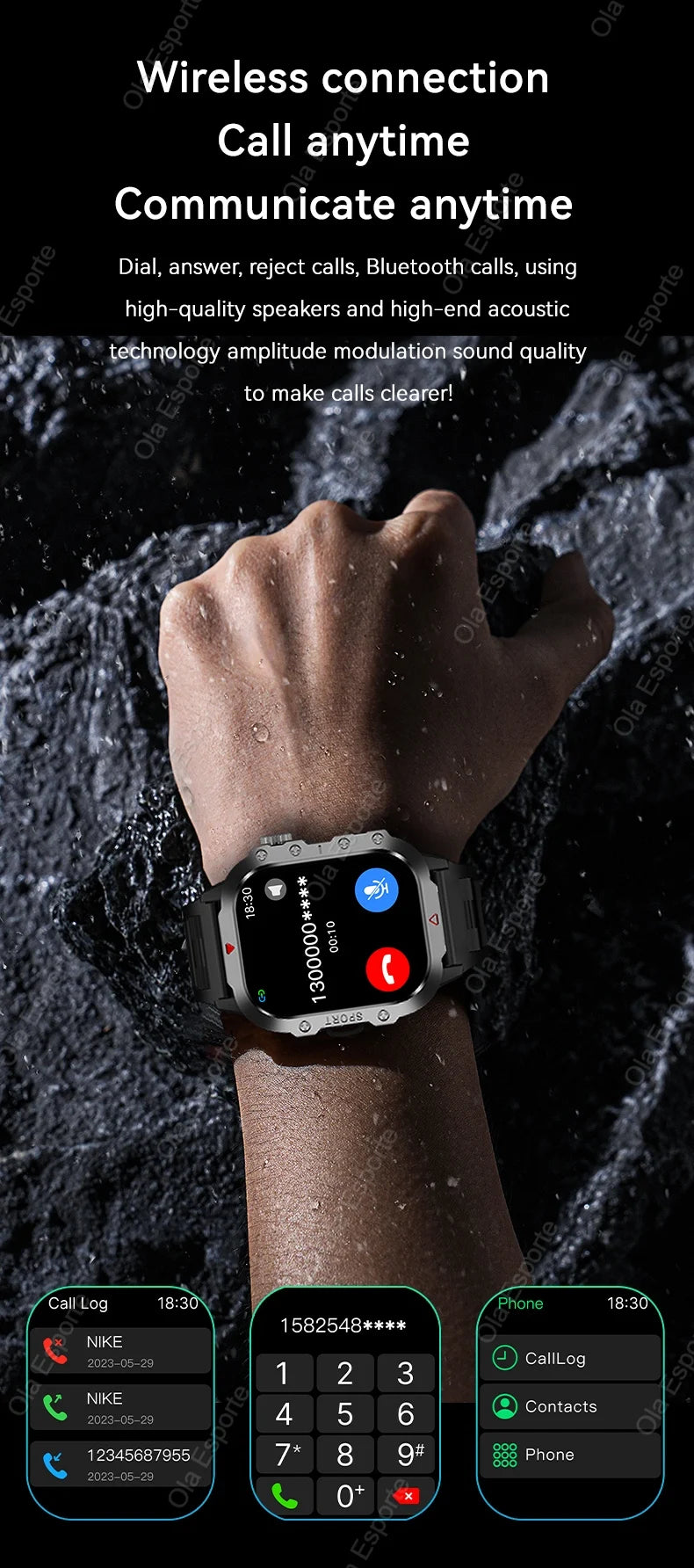 2026 New Military Smart Watch Men IP67 3ATM Outdoor Sports Fitness Tracker Blood Pressure Health Monitor BT Calls GPS Smartwatch