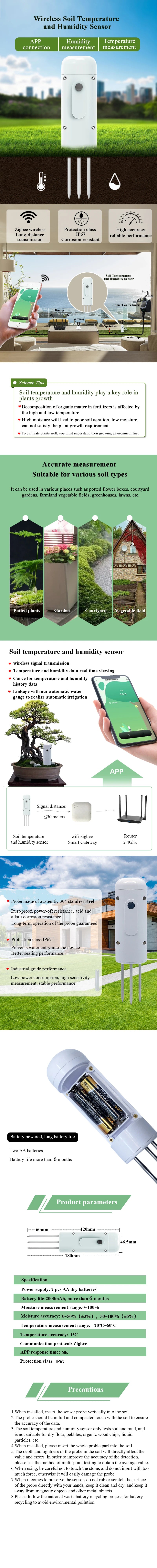 Tuya Zigbee Smart Water Valve Controller Sprinkler Drip Irrigation System and Tuya Zigbee Soil Moisture and Temperature Sensor