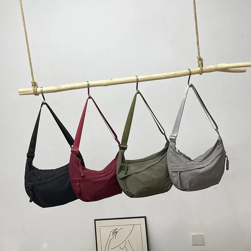 Solid color trendy shoulder bag, personalized multifunctional canvas bag, daily minimalist dumpling bag