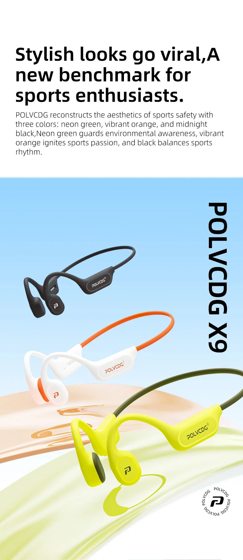 POLVCDG X9 Słuchawki Kostne Wodoodporne IPX8 Otwarte Słuchawki Pływackie 32G Słuchawki Nauszne Tenis Bieganie Jazda Na Rowerze