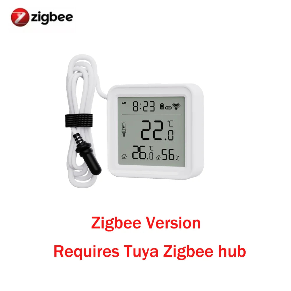 Tuya Zigbee WiFi Temperature and Humidity Sensor with External Probe Smart Home Thermometer work with SmartLife,for Refrigerator