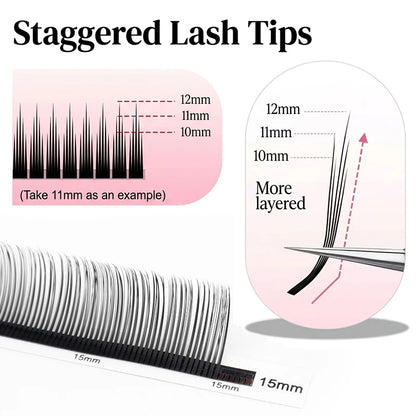 WINKY BEAUTY Multi Length 3D/5D Flower Fairy Eyelashes Extension Premade Fluffy Volume Fox Lash Spikes Fairy Flora Mink Lashes