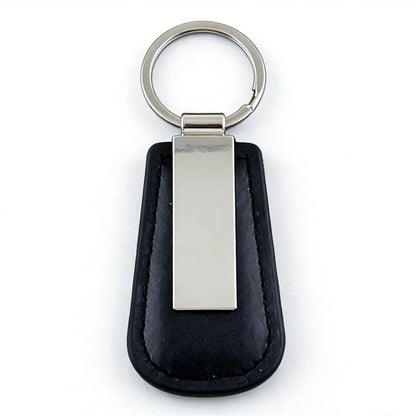Wholesale Metal Stainless Steel Car Moto Keychain Fan Shaped Leather Keyring Custom Name Laser Engraving Logo High-end Gift