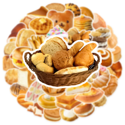 10/25/50pcs Bread Cakes Stickers Foods for DIY Party Decor Stationery Suitcase Water Bottle Phone Laptop Suitcase Scrapbooking