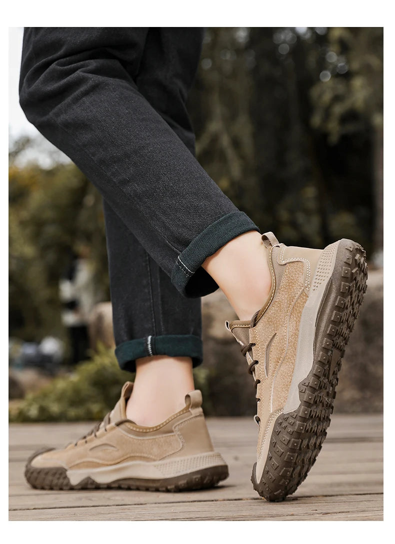 Men's Beige Breathable Sports Board Shoes Autumn 2026 Fashionable Versatile Thick Sole Canvas Lace-Up Casual Running Shoes