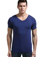 Modal summer round neck tight men's short sleeve V-neck T-shirt solid color vest T-shirt slim-fit sports undershirt