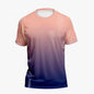 Hot selling men's summer badminton training gradient print comfortable and breathable round neck T-shirt outdoor sports top