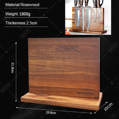 Long Magnetic Knife Block Acacia Wooden Kitchen Knife Holder Kitchen Counter Strong Enhanced Magnets Stands Storage Knife Holder