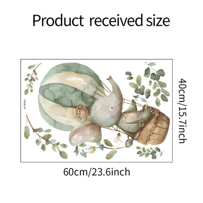 1pcs cartoon spring elephant hot air balloon children's room bedroom porch home decoration wall stickers self-adhesive